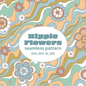 Hippie-Blumen, nahtloses Vektor-Muster