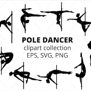 Pole Dancer Silhouettes, Vector Cliparts, EPS, PNG, SVG