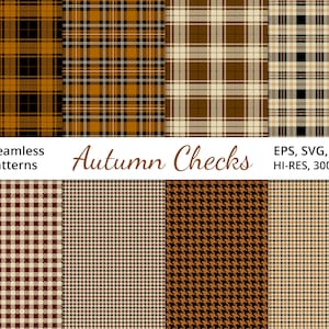 Autumn Checks, Seamless Vector Patterns