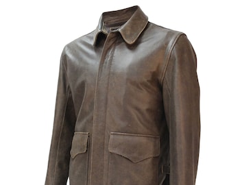 Raiders of The Lost Ark Leather Jacket in Pre-distressed Hide Authentic "Indiana Jones"