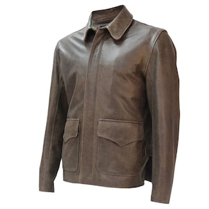 Raiders of The Lost Ark Leather Jacket in Pre-distressed Hide Authentic &quot;Indiana Jones&quot;