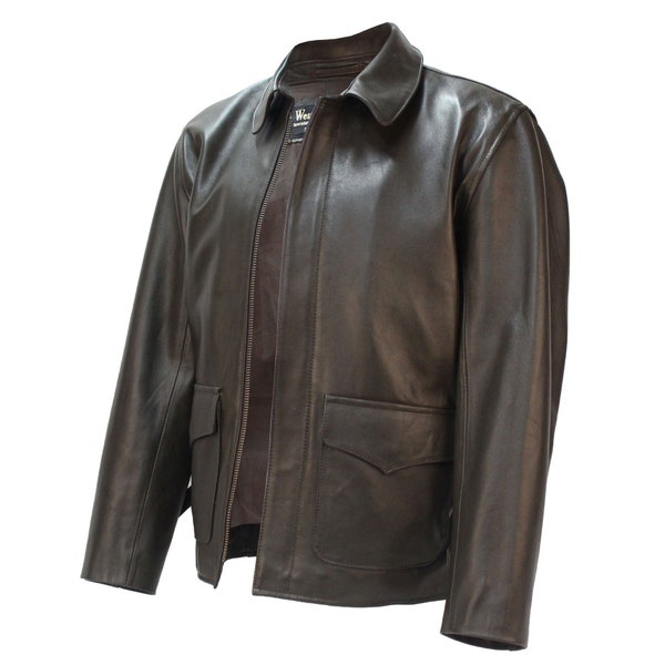 Raiders of The Lost Ark Leather Jacket in Brown Lambskin Authentic "Indiana Jones"