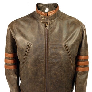 Veste en cuir de style Wolverine X Men 1 a rayures creme telle que portee par Hugh Jackman Etsy Canada