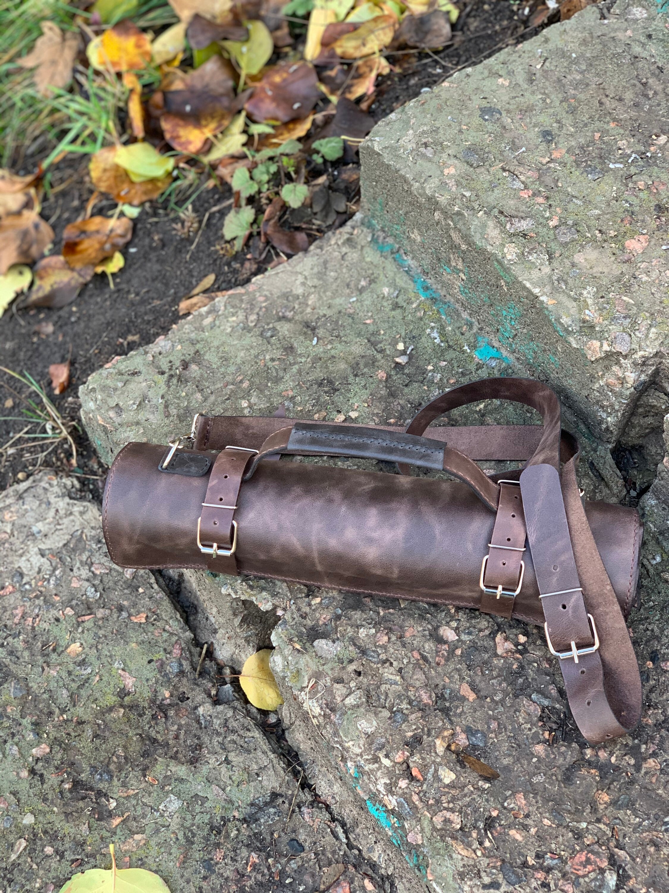 Brown Leather Chef Knife Bag for 5 Knives Custom Roll for Etsy UK