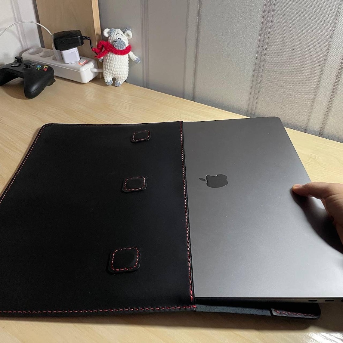 Leather sleeve for MacBook Pro 16 with black genuine Etsy