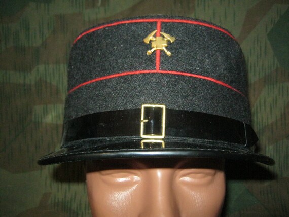Black Vintage Swiss Firefighter Hat 