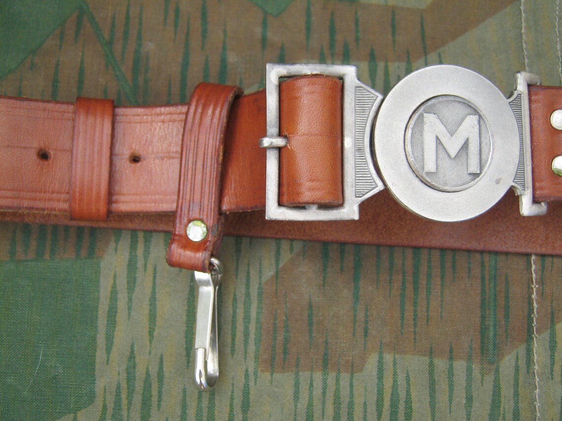 Vintage Swiss Scout Brown Leather Belt Interlock Buckle Etsy