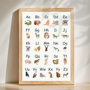 Watercolor Animal Alphabet Poster | ABC Wall Art for Kids | Educational ...