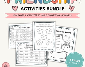 Friendship Activities for Kids, Social Skills Worksheets, Classroom Icebreakers, SEL Activities, Conversation Games, Summer Camp Games