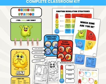 Emotion Regulation Kit for K–5 | Monster Brothers Zones of Regulation | Calm Down Corner Check-In Station | Classroom Behavior Management