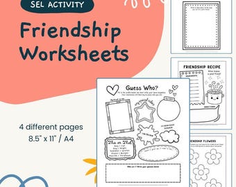 Friendship Worksheets for Kids | SEL Activities | Social Emotional Learning Printables | Classroom Counseling Resources