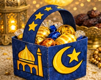Ramadan Basket Printable Craft | Eid Treat Box Template | Kids Ramadan Activity | DIY Coloring Pages Ramadan Basket | Classroom Eid Craft