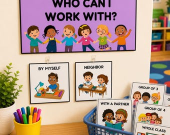 Classroom Group Work Visual Printable Sign & Cards | Special Education, ADHD and Autism Support, Management Behaviour Tool