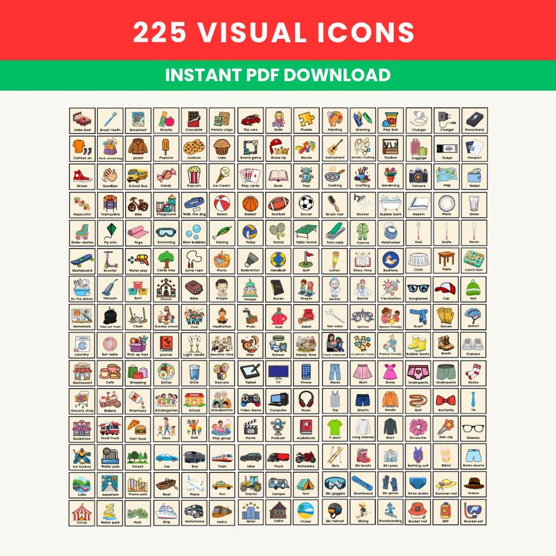 Picture Communication Cards Bundle – 225 Daily Routine Visual Cue Cards ...
