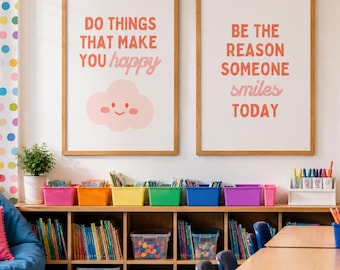 Positive Affirmations Wall Art Set | Classroom Decor Posters for Kids | Nursery Prints | SEL Classroom Decor | Calm Down Corner