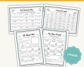 Back to School Icebreaker Bundle Printable, Get to Know You Activities, Friendship Worksheets, First Week of School, SEL Activities