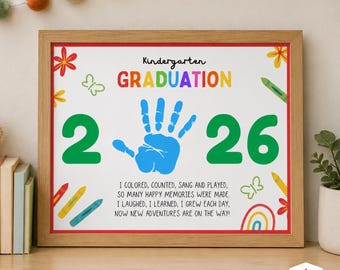 Kindergarten Graduation Handprint Craft | Graduation Keepsake Printable | End of Year Activity | Kids Handprint Art | Instant Download