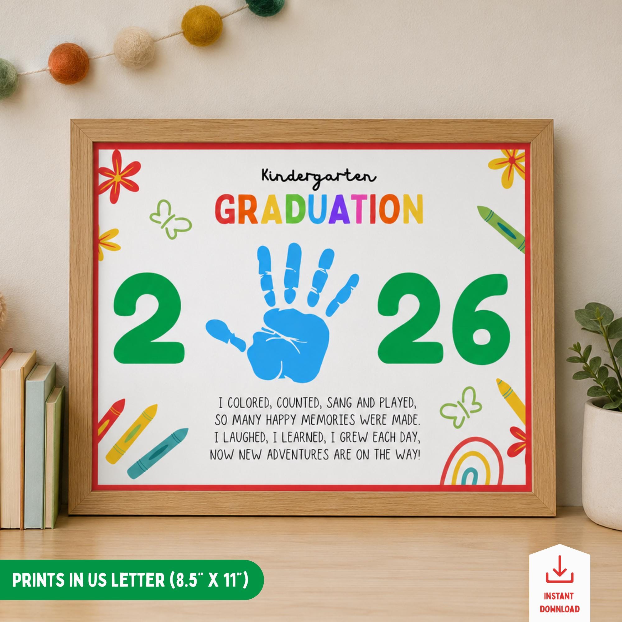 Kindergarten Graduation Handprint Craft | Graduation Keepsake Printable ...