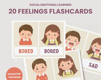 Gefühle Karte für Kinder, druckbare Gefühlskarten, SEL Aktivität für Klassenzimmer, Therapie-Tool PDF