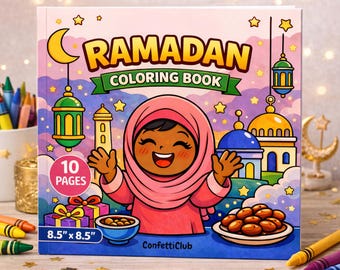 Ramadan Coloring Book Printable | 8.5"x8.5" Kids Islamic Coloring Pages | Eid Mubarak Activity | Last Minute Classroom Ctafts