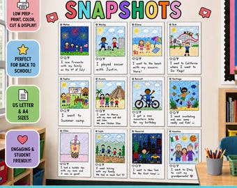 Summer Snapshots Bulletin Board Kit | Back to School Classroom Display | Summer Memories Activity | Classroom Community Builder