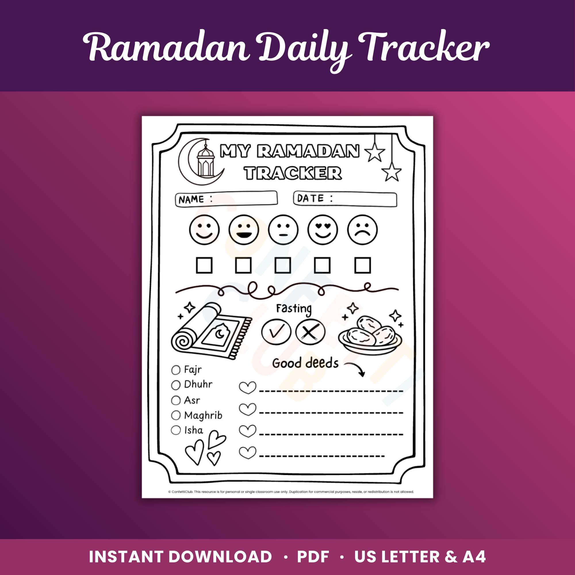 Ramadan Tracker for Kids Printable PDF | My Ramadan Chart | Fasting ...