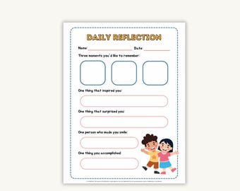 Daily Reflection Check-In Worksheet – Social Emotional Learning Printable for Kids (PDF)