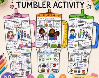 All About Me Tumbler Activity | Back to School Icebreaker Printable | About Me Worksheet | Classroom Community Activity