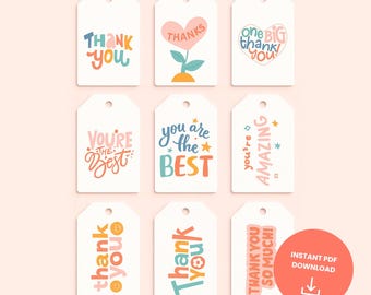 Printable Thank You Gift Tags: Teacher, Friend, Customer No Prep  (PDF Download)