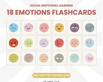 Emotionen Karteikarten für Kinder, SEL Gefühle Karten zum Ausdrucken, Beratung Aktivität, Therapie-Tool für Klassenzimmer