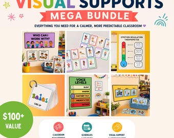 Visual Supports Mega Bundle – Classroom Routines, Visual Schedule Cards Communication Icons & SEL Social Emotional Learning Digital Download