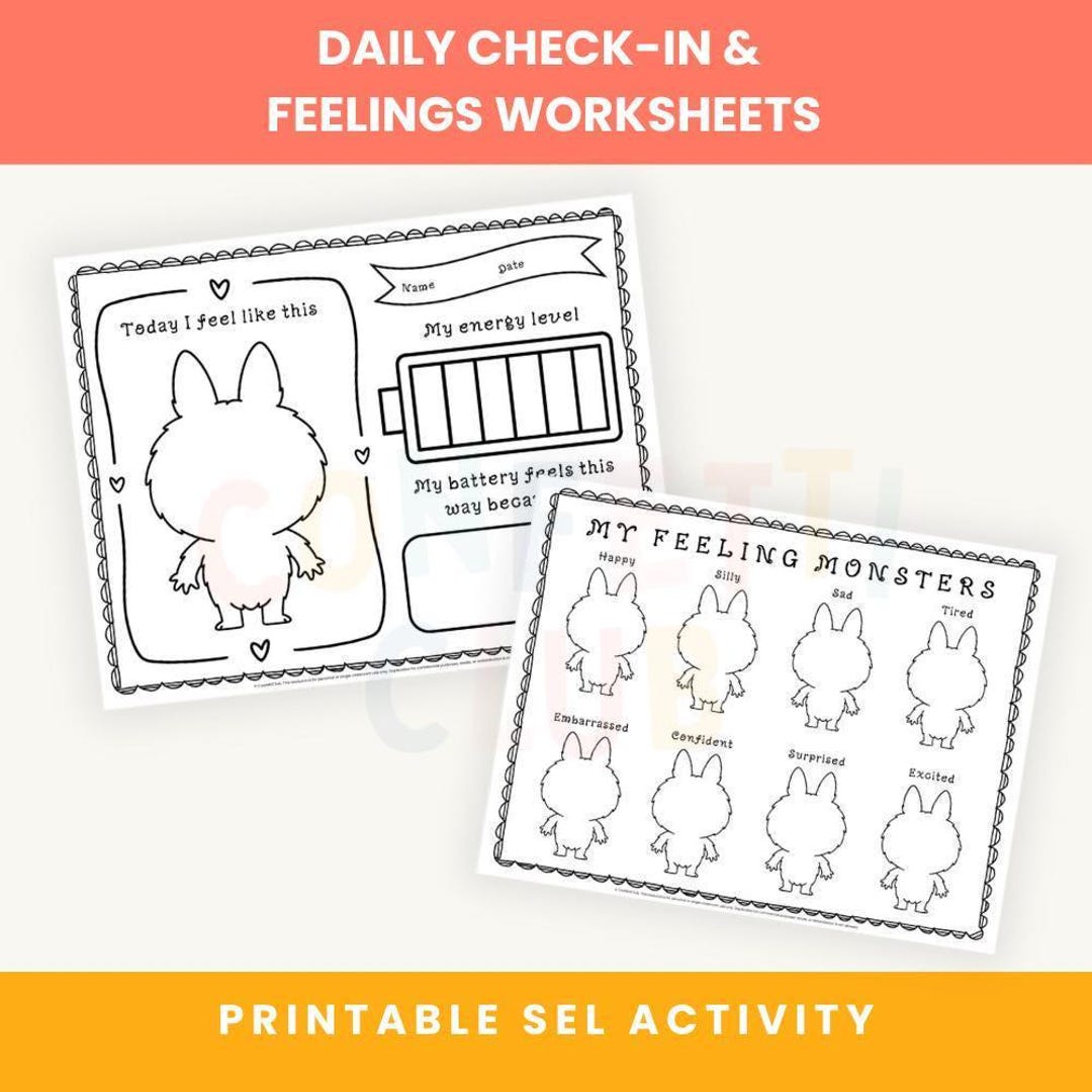 Monster Check In Feelings Monsters & Daily Check-in Worksheets – Printable SEL Activity ...