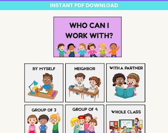 Classroom Group Work Visual Printable Sign & Cards | Special Education, ADHD and Autism Support, Management Behaviour Tool