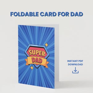 Cartão Super Pai para Imprimir – Cartão Dobrável para o Dia dos Pais – Melhor Presente para Pais dos Filhos – PDF Instantâneo – Presente de Última Hora para o Pai
