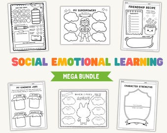 SEL Worksheets Bundle for Kids | 200+ Pages Social Emotional Learning Activities | Classroom & Counseling | Kindness, Coping Skills