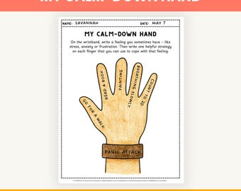 Calm Down Hand Arbeitsblatt: Bewältigungskonzepte für Kinder - Achtsamkeits-Übung (PDF)