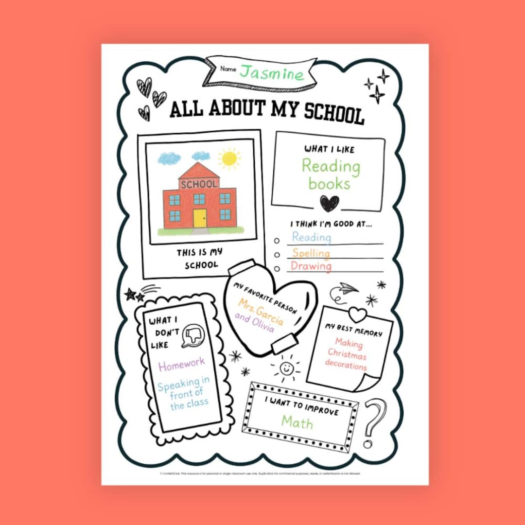 Ebsa Worksheets.pdf All About My School Worksheet | EBSA School Avoidance Conversation ...