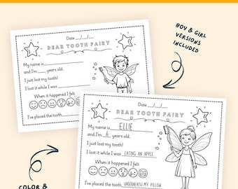 Zahnfee Brief Printable | Ausfüll-Arbeitsblatt und Gefühle SEL Aktivität für Kinder | Lustiges Klassenzimmer oder Heim Handwerk