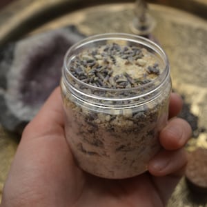 Relaxing Lavender Milk Bath Soak/ Witchy Bath Additive/ spa gift/ bath tea for bath rituals, self care/Flower infused stress relief bath image 7