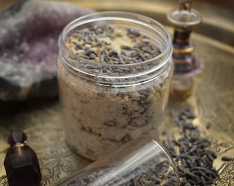 Relaxing Lavender Milk Bath Soak/ Witchy Bath Additive/ spa gift/ bath tea for bath rituals, self care/Flower infused stress relief bath