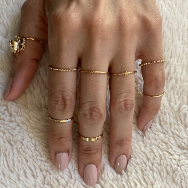 Anti-Tarnish Gold Filled Stacking Rings . Minimalist Rings . Gold Filled Bands . Midi Rings . Simple Gold Rings . Audrey O Collection