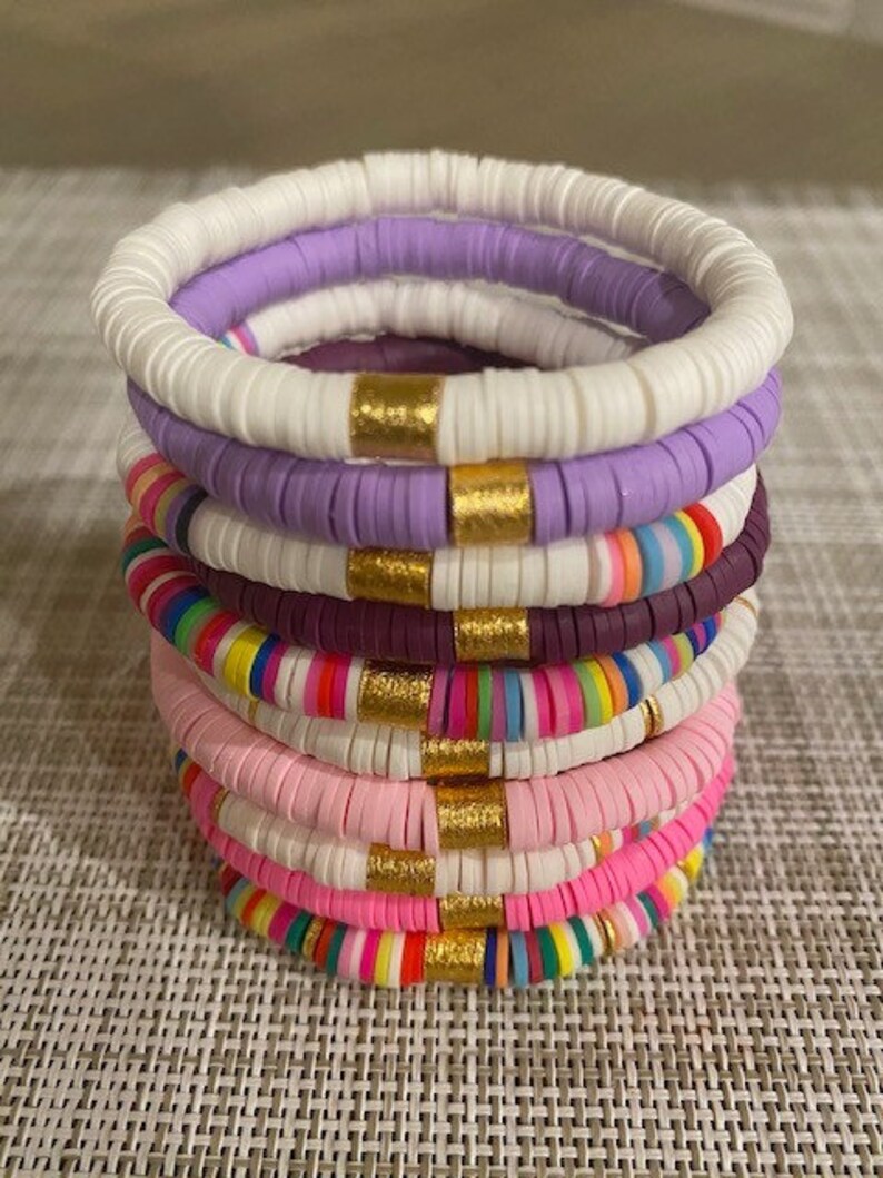 Pulseras Heishi africanas delgadas y delicadas 6mm Color Pop Etsy