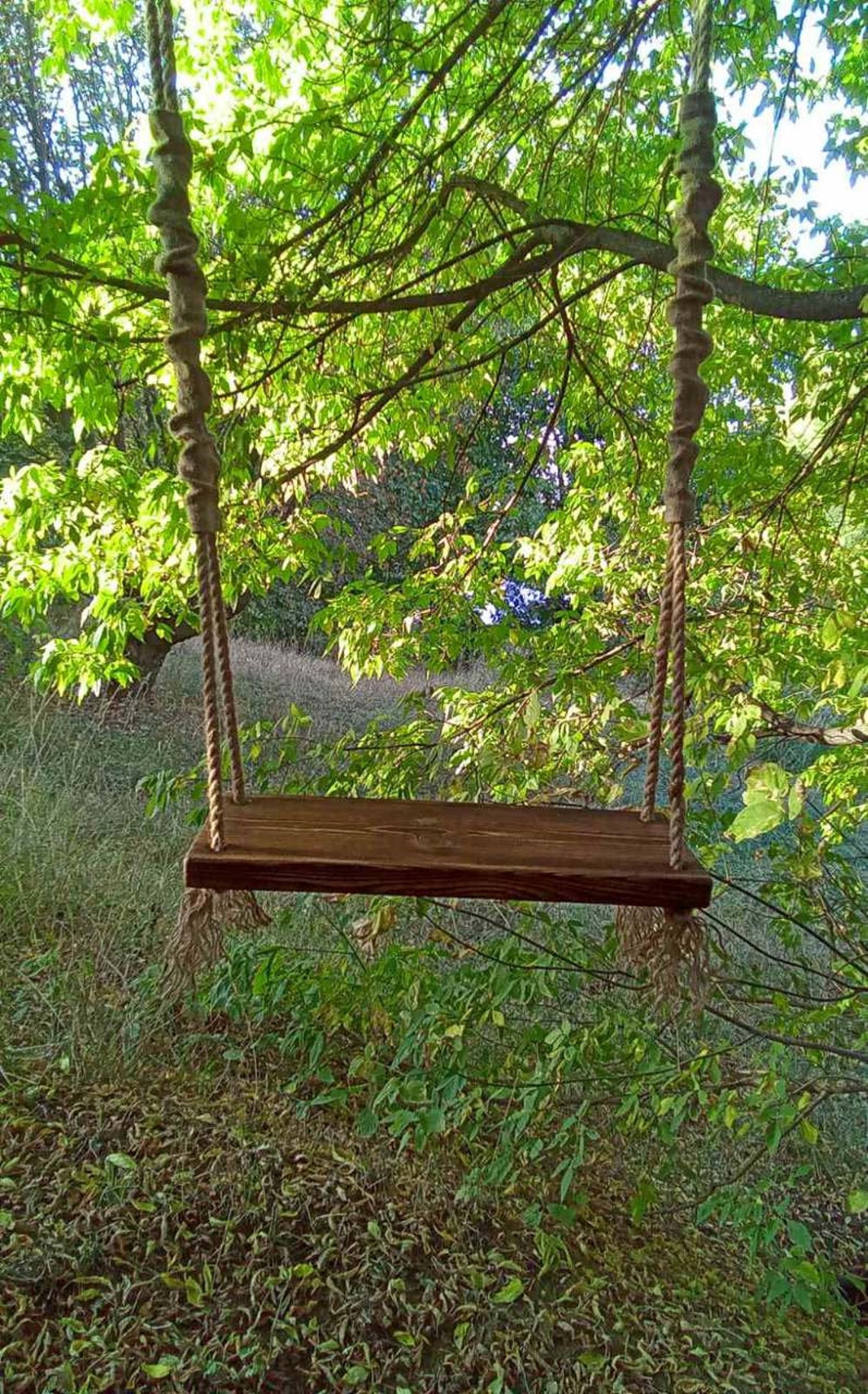 Wooden swing with jute rope / Tree swing / Family swing / Kids Etsy