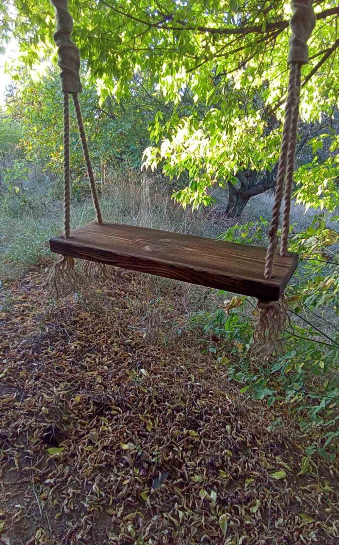 Wooden swing with jute rope / Tree swing / Family swing / Kids Etsy