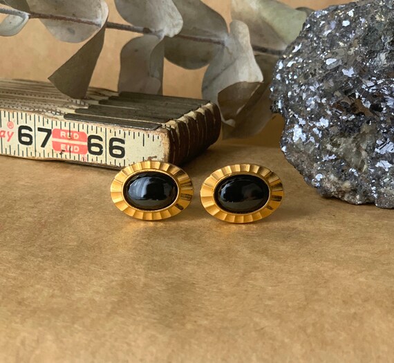 Boutons De Manchette Art Déco Émaillés Géométriques - Marque Murat - Vintage