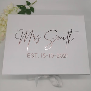Gepersonaliseerde bruid geschenkdoos, bruid cadeau, bruid in wording, vrouw geschenkdoos, bruiloft doos, luxe bruidegom geschenkdoos, grote geschenkdoos
