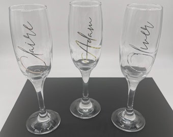 Personalised champagne flute, champagne glass