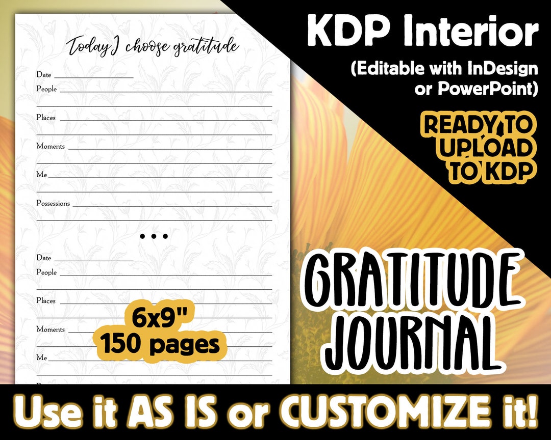 Gratitude Journal | Customizable Indesign KDP Interior | Custom KDP ...