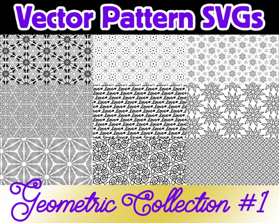 Vector Svgs and Photoshop Patterns 9 Seamless Geometric | Etsy