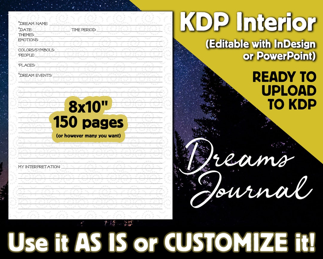 Dream Journal | Customizable Indesign KDP Interior | Custom KDP ...